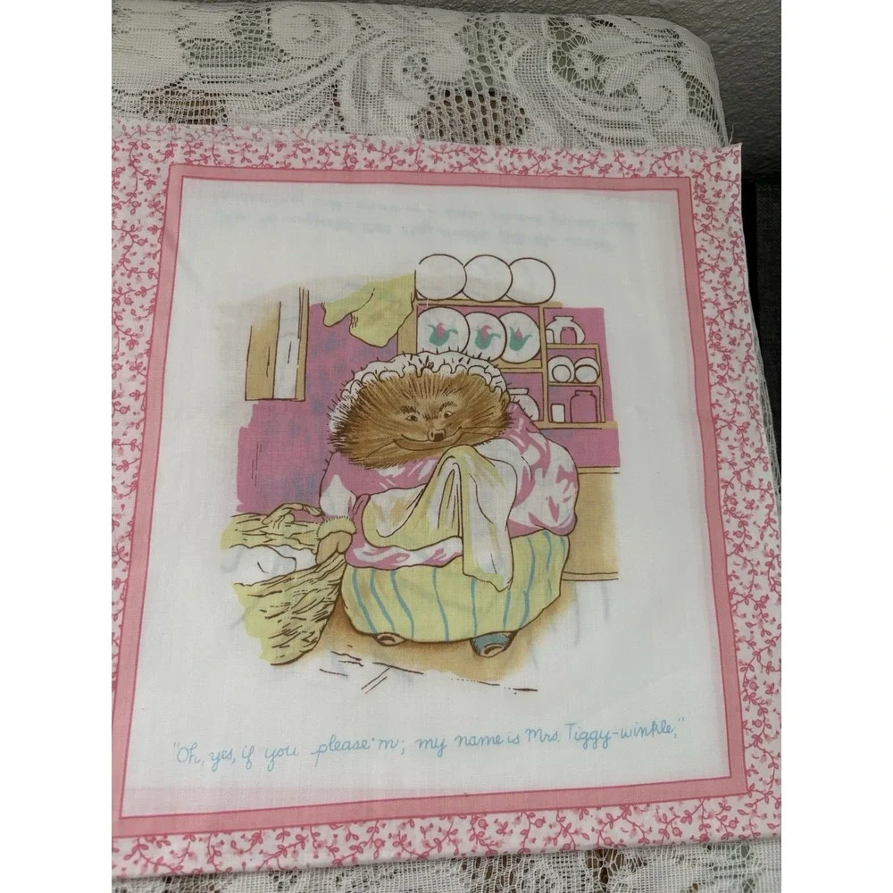 Vintage Beatrix Potter Cotton Fabric Panel Peter Rabbit Quilt